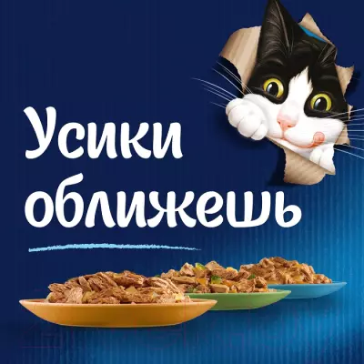 Влажный корм для кошек Felix Sensations с лососем в желе со вкусом трески 75, г